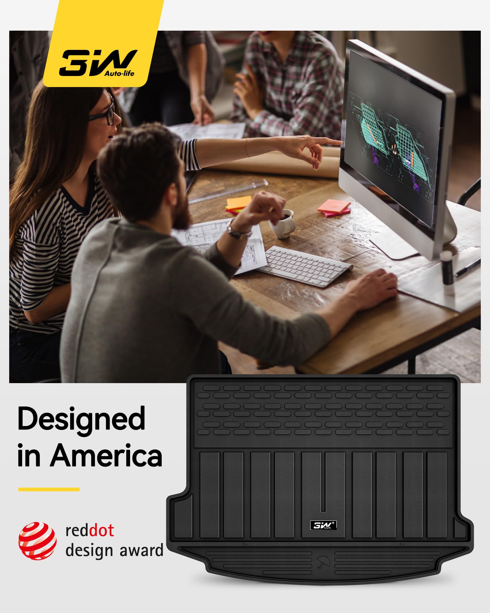 3W Cargo Liner Fit For Range Rover Evoque 2022-2024 2025,Tpe All Weather Custom Fit Trunk Mat For Range Rover Full Set Car Mats,