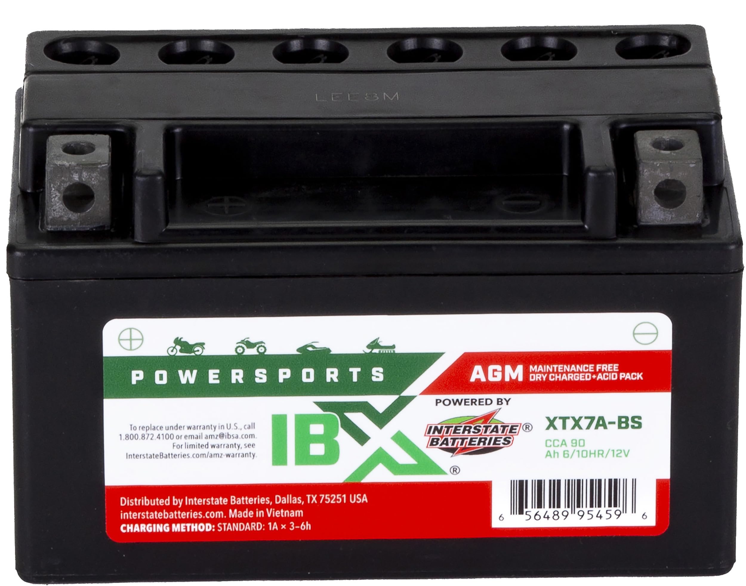 Interstate Batteries Ytx7A-Bs 12V 6Ah Powersports Battery 90Cca Agm Rechargeable Replacement Battery For Kasea, Aprilia, Kymco,