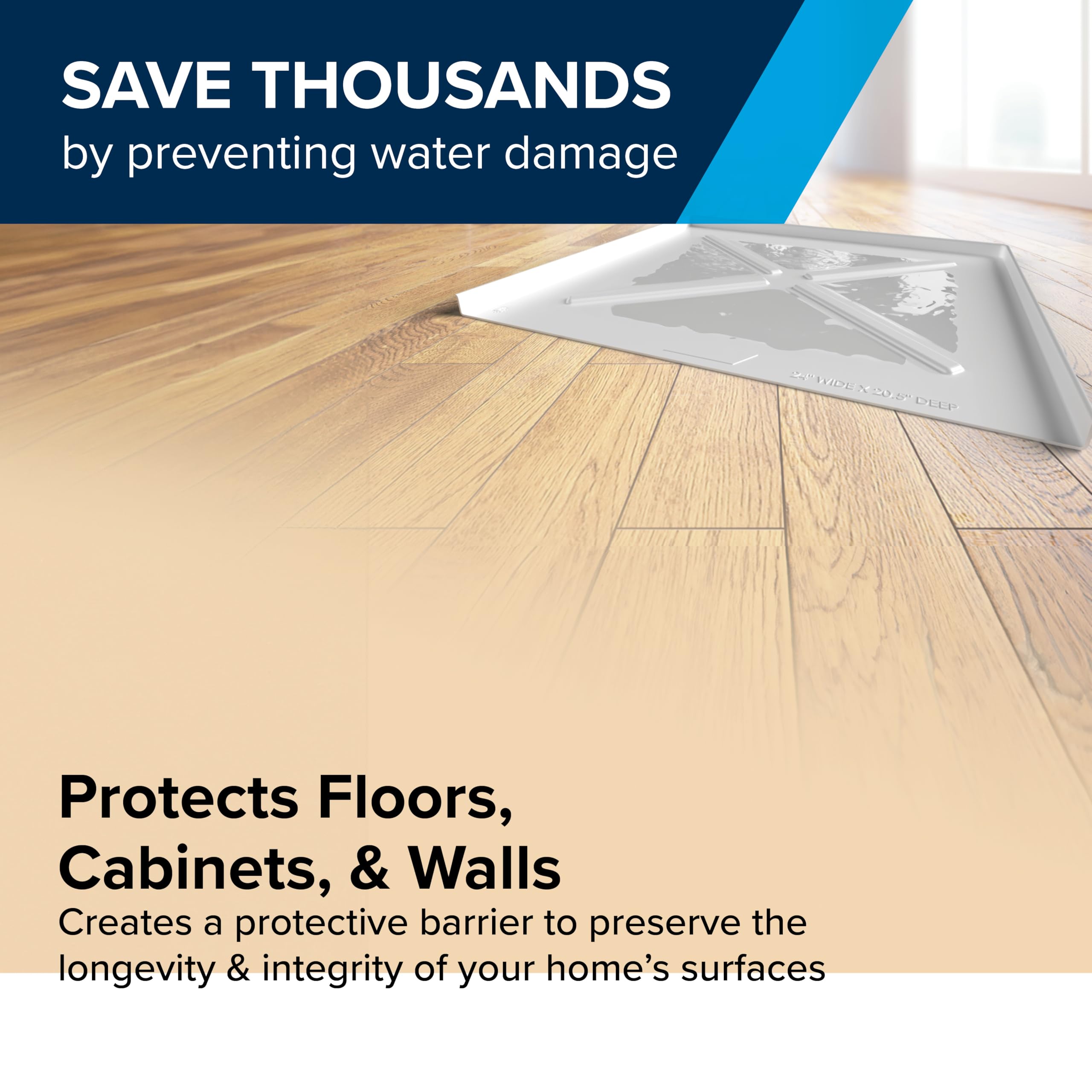 Camco Dishwasher Drain Pan - Protects Floors, Cabinets, Walls & Features Front Opening For Easy Leak Detection - Crafted Of Heav