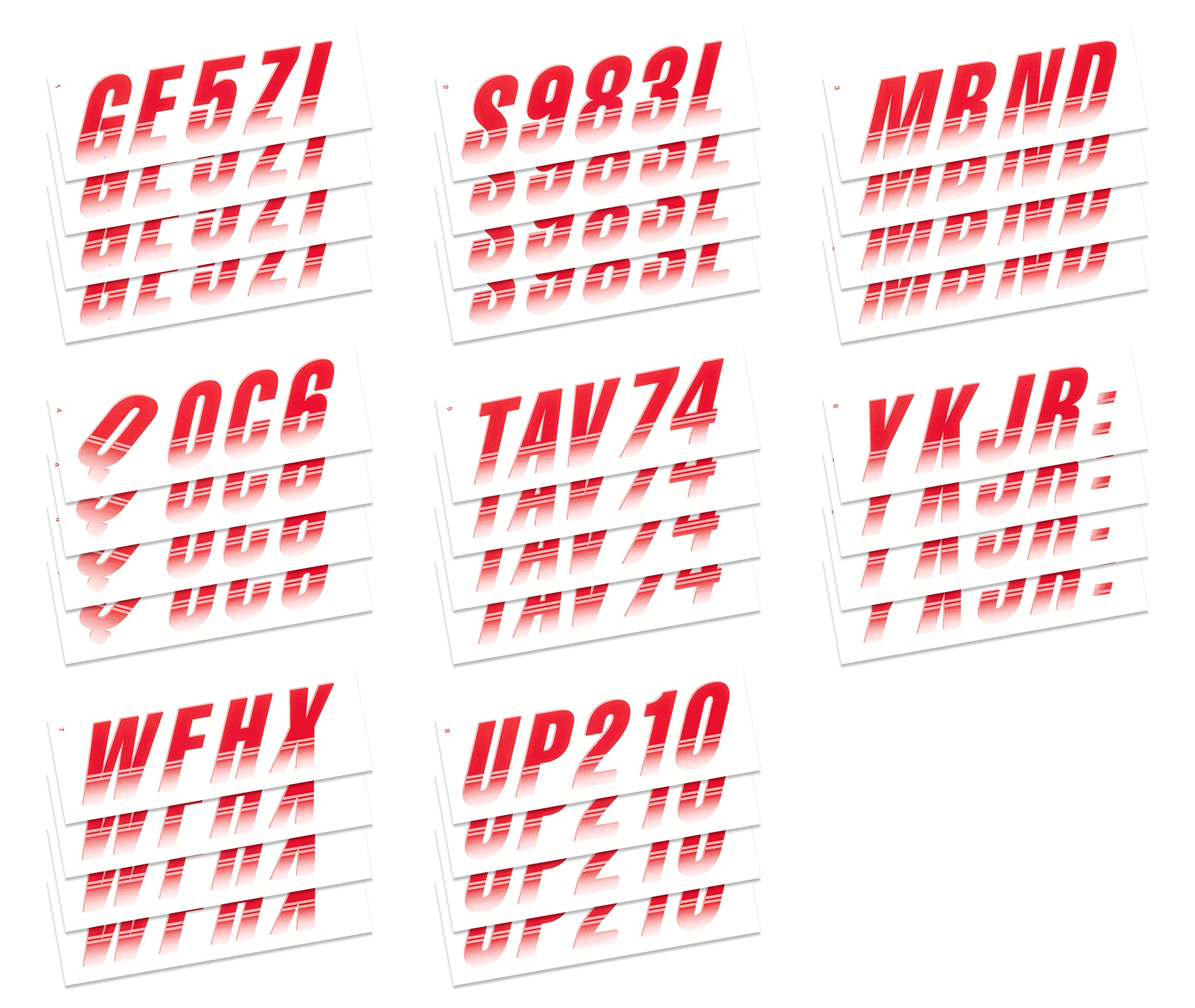 Stiffie Techtron Red/White 3 '' Boat & Pwc Registration Decals  Numbers Letters Stickers