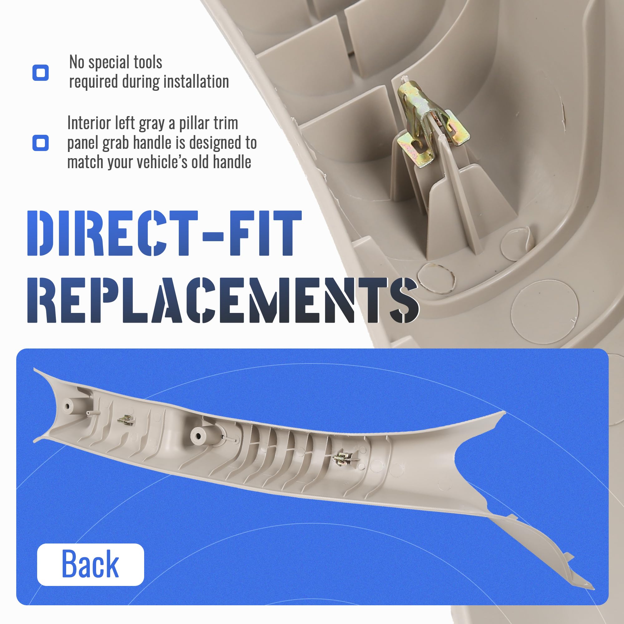 Hecasa Front Left & Right A Pillar Grab Handle Molding Trim Compatible With 2002-2010 Dodge Ram 1500 2500 3500 Pickup Truck (You