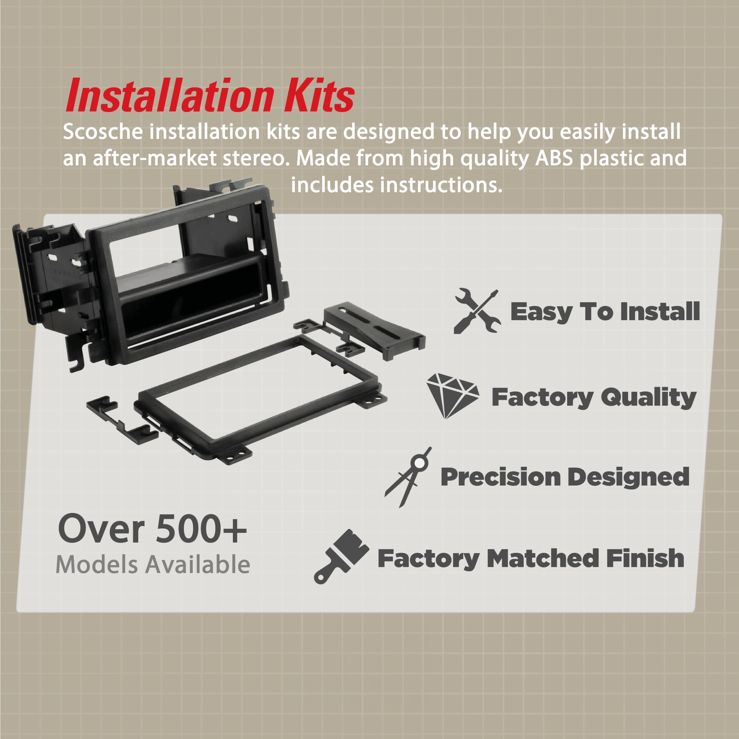 Scosche Gm1483B Single Din Dash Kit Compatible With Select 1995-05 Gm Full Size Trucks Black