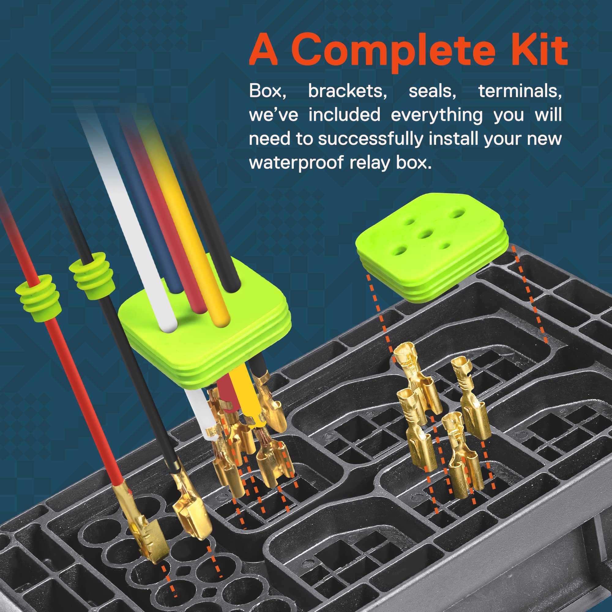 True Mods 12V DC Auto Waterproof Fuse 5-Pin Relay Box Block [6 Bosch Style Relay Holder] [6 ATC/ATO Fusible Holder] Universal Re