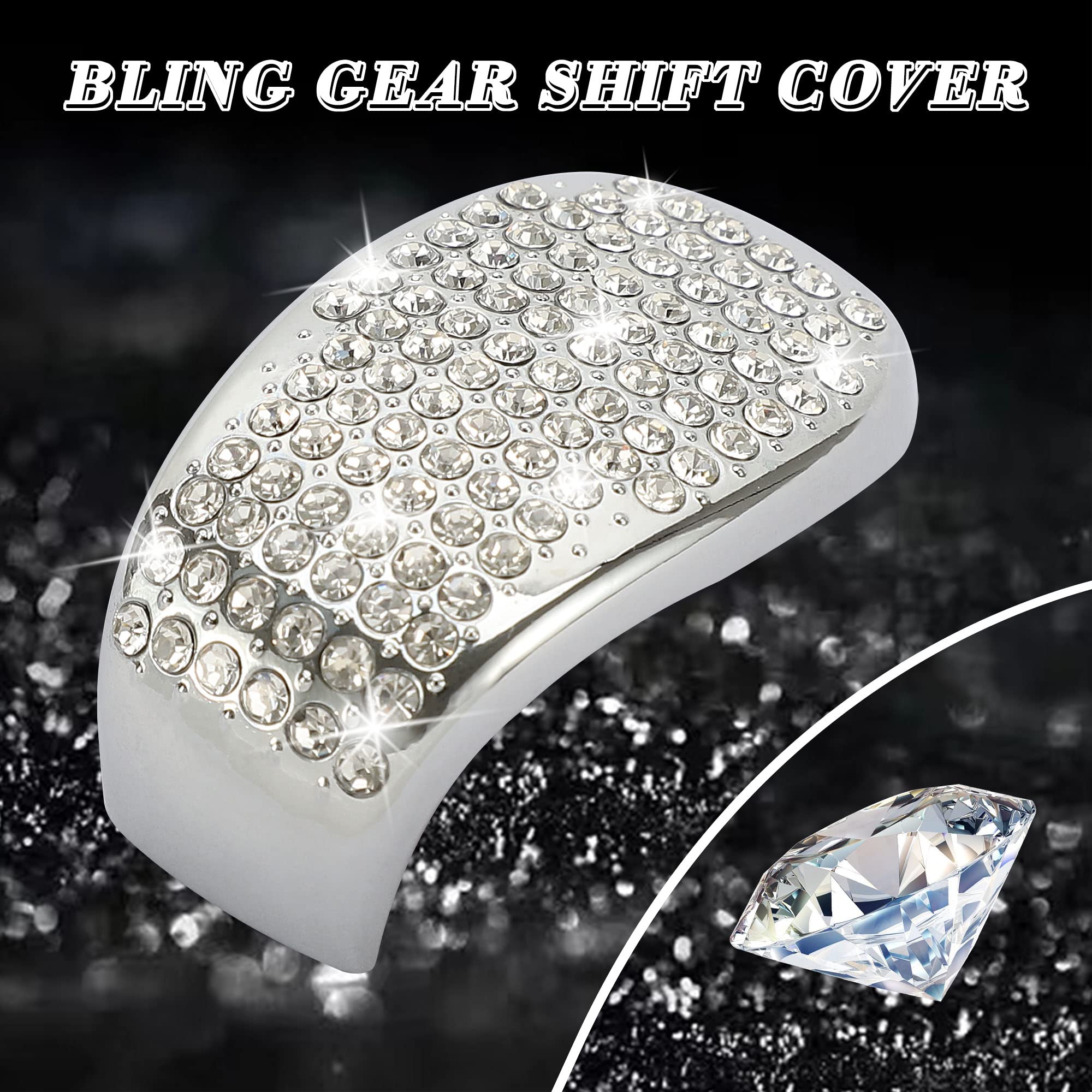 Tomall Bling Gear Shift Knob Cover Compatible With Honda Civic 11Th 2022-2023 For Crv 2023-2024 Diamond Crystal Auto Decorative Accessories For Car (Silver)