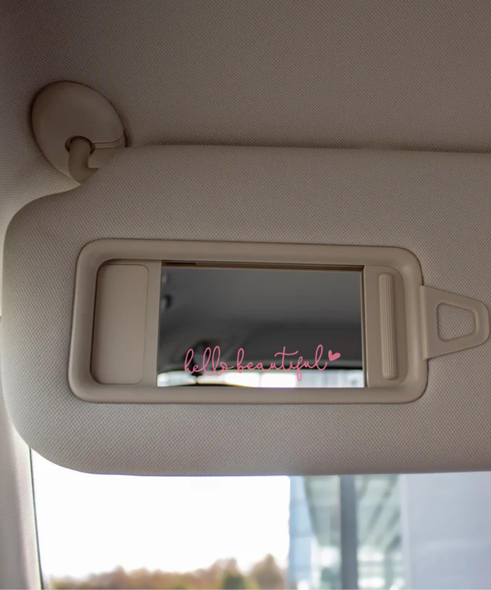 RACOONA Mirror Decals,Rearview Mirror Decal,Hello Beautiful Mirror Decal,Car Accessories Mirror Stickers Car Window Decal,Rearvi