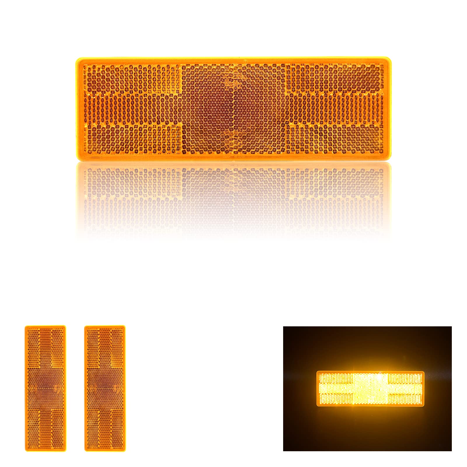 Mgmsinyo Reflector 150X50Mm Self Adhesive Rectangle Safety Waterproof Stick On For Driveway Mailbox Trailer