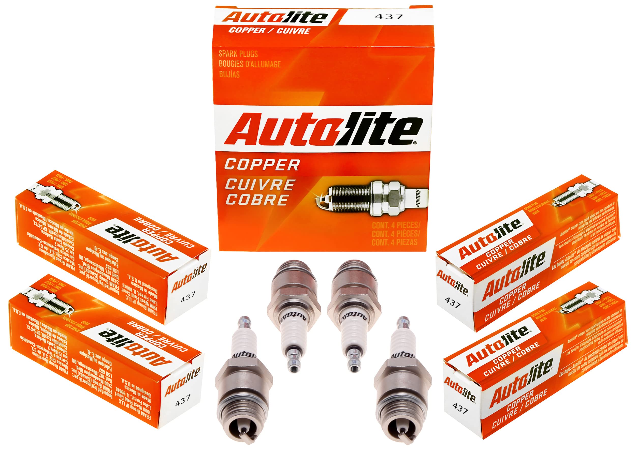 Autolite 437 Copper Non-Resistor Automotive Replacement Spark Plugs (4 Pack)
