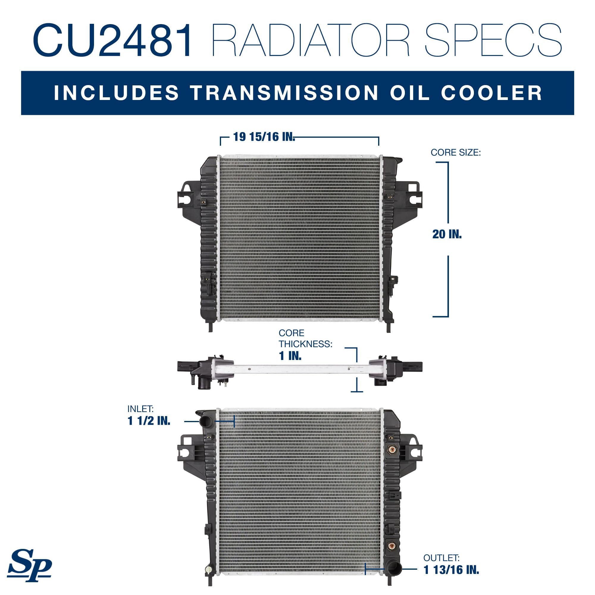 Spectra Premium Cu2481 Radiator With Toc Compatible With 2002-2006 Jeep Liberty V6 3.7L