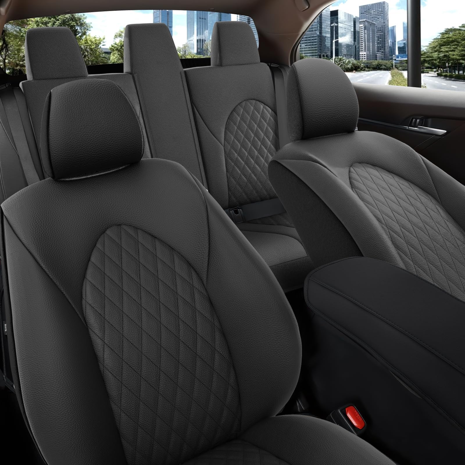 GIANT PANDA Custom Fit Full Set Seat Covers Fit for Toyota Camry 2018 2019 2020 2021 2022 2023 2024 LE,SE,SE Nightshade, 2025 Ca