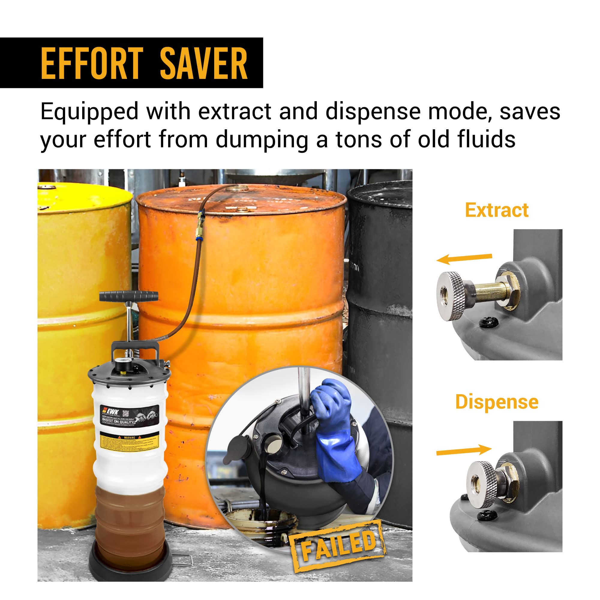 Ewk 12L Heavy Duty Manual Oil Extractor/Dispenser Pump For Automotive Fluids Vacuum Evacuation