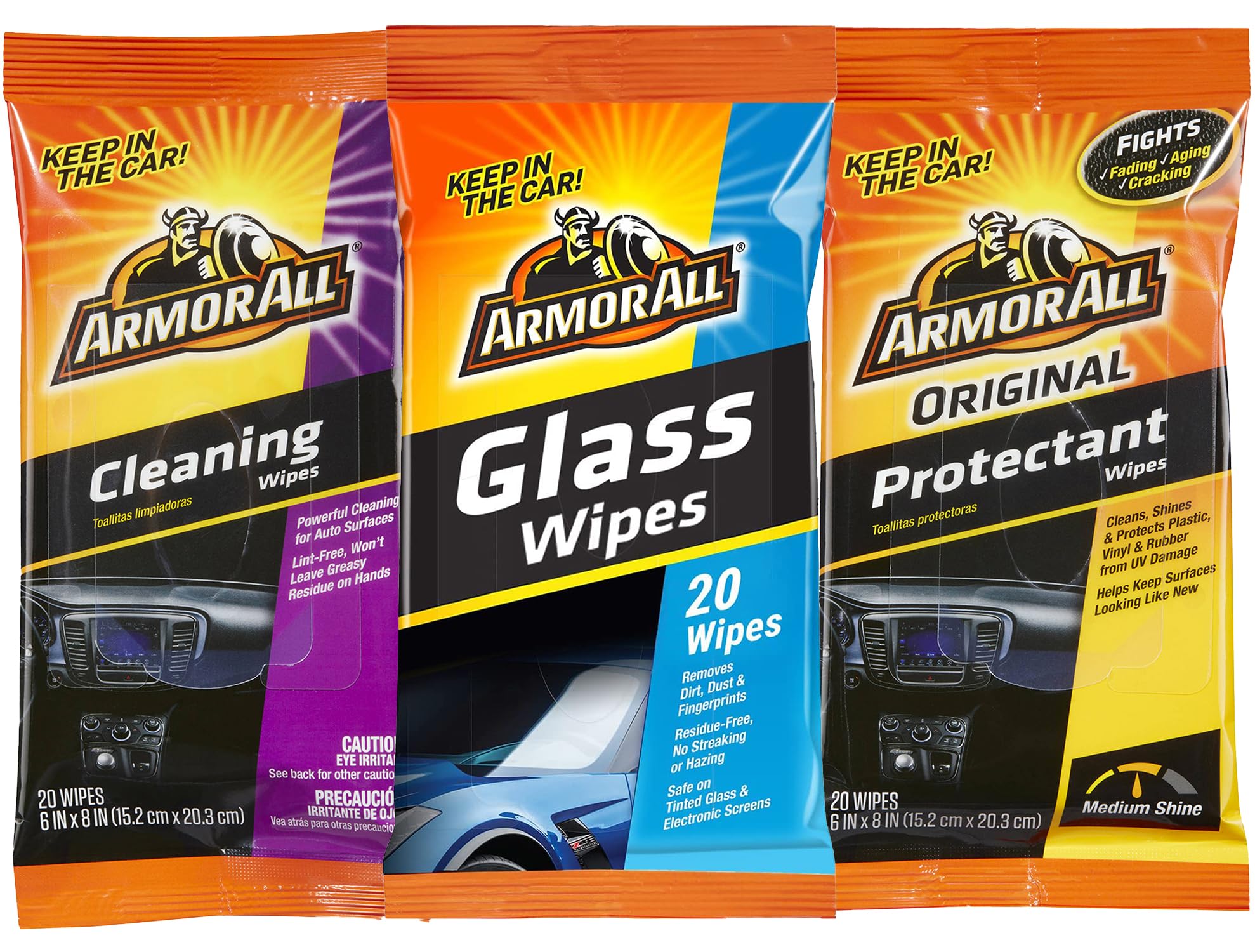 Armor All Wipes 20 Wipes In A Pouch (Protectant, Cleaning And Glass)