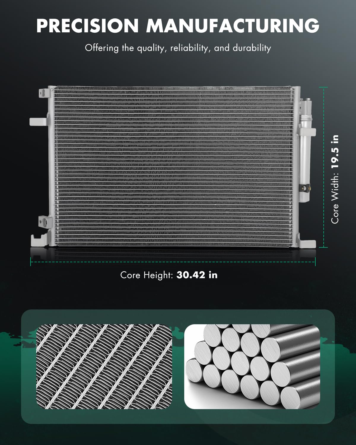 SCITOO Condenser Air Conditioning Compatible with Ford Mustang 2015 2016 2017 2018 2019 2020 2021 3.7L 5.0L 5.2L, Replace# FR3Z1