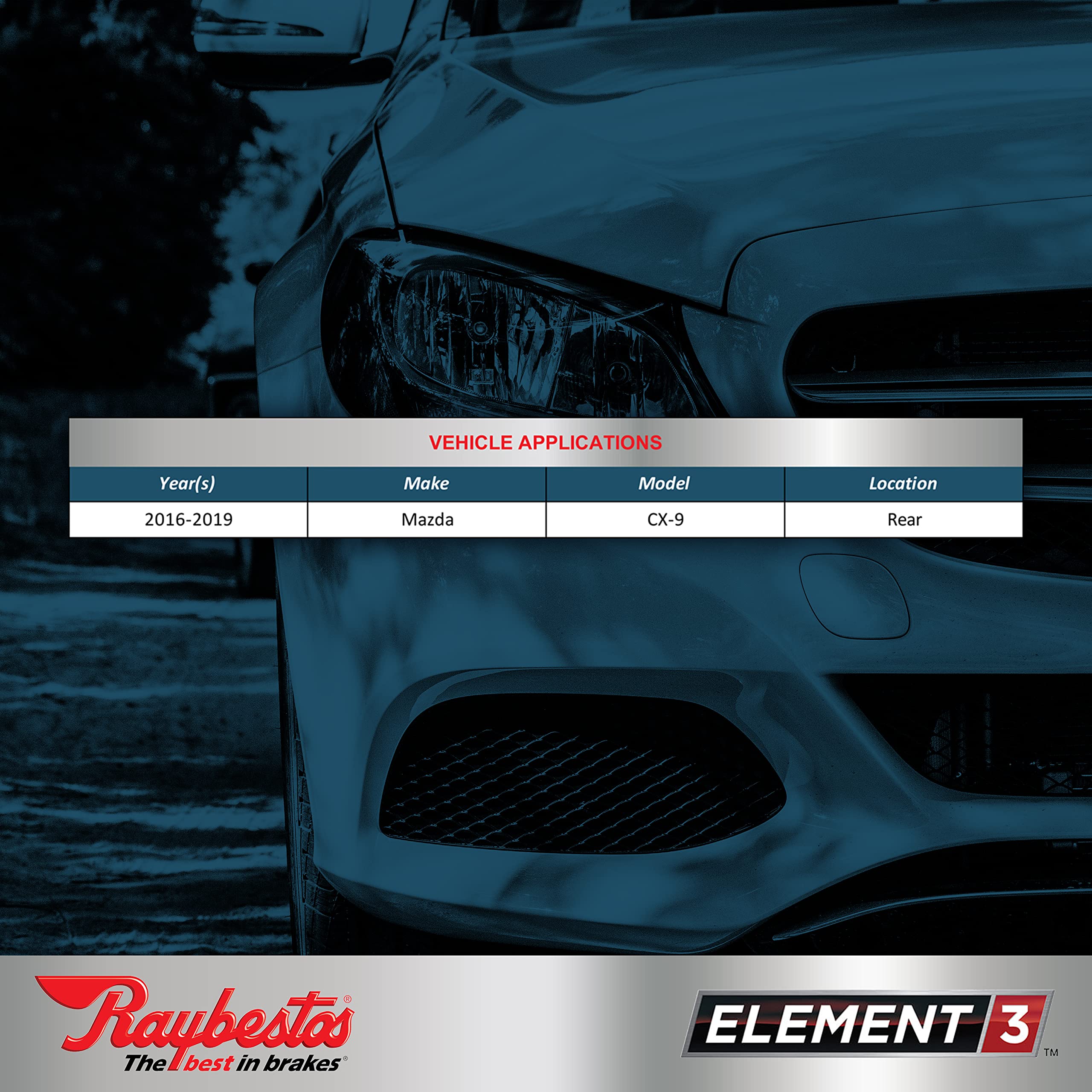 Raybestos Element3 Automotive Replacement Rear Brake Pad Set For Select 2016-2019 Mazda Cx-9 (Eht1934H)