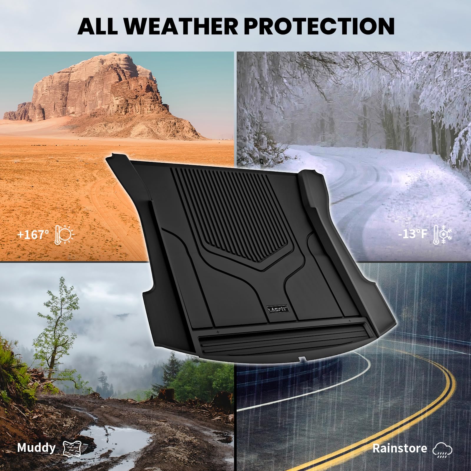 Lasfit Premium Extra Thick Trunk Mats Set For Model Y 2025 2024 2025 2023 2022 2021 2020 5 Seater Tpe All Weather Custom Fit Car