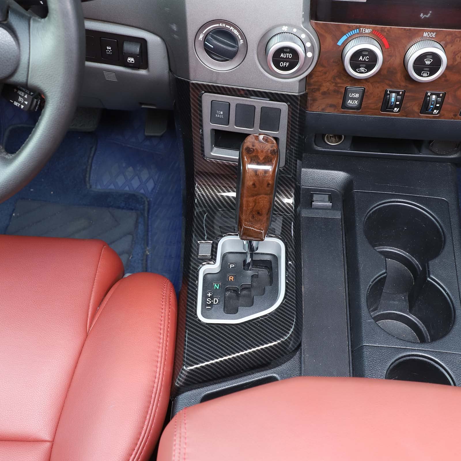 Abs Car Central Control Gear Shift Panel Trim Frame For Toyota Tundra 2007 2008 2009 2010 2011 2012 2013 Car Accessories (Carbon Fiber)