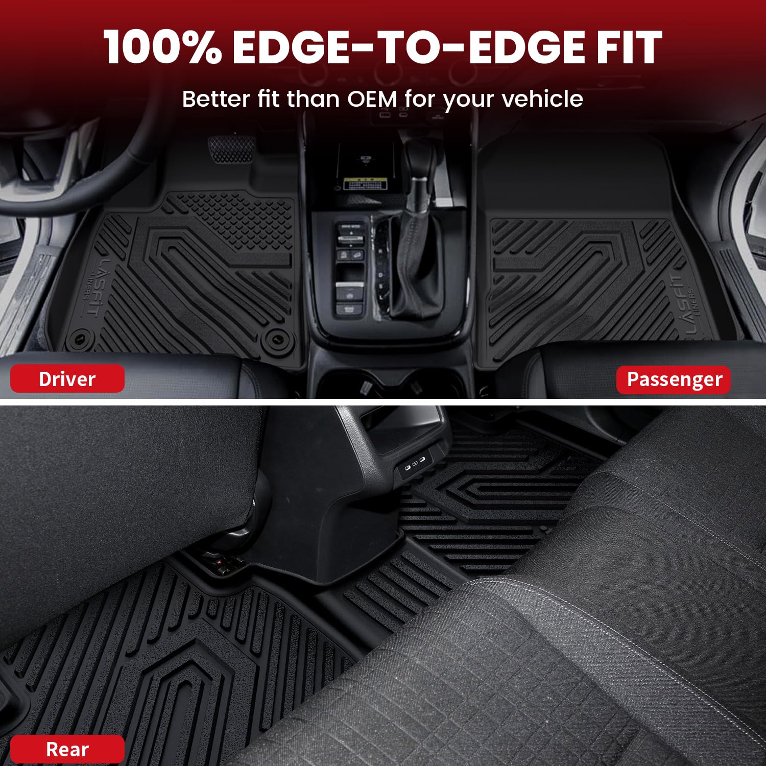 Lasfit Floor Mats & Cargo Liner For Honda Hrv 2023 2024 2025 2026 (Include Hybrid) & For Acura Adx 2025, All Weather Tpe Custom