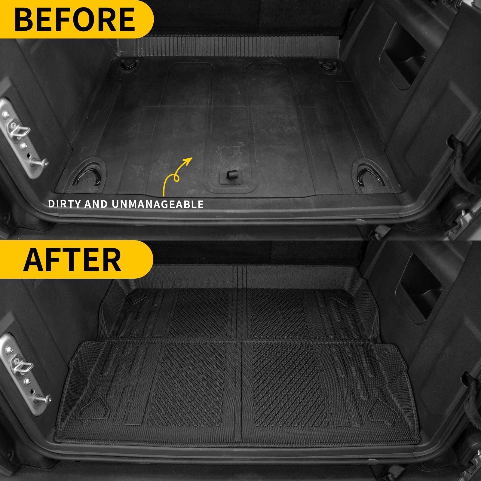 Maxzina Cargo Mat Compatible With 2021 2022 2023 2024 2025 Ford Bronco Trunk Mat All-Weather Tpe Rear Trunk Tray Cargo Liner For