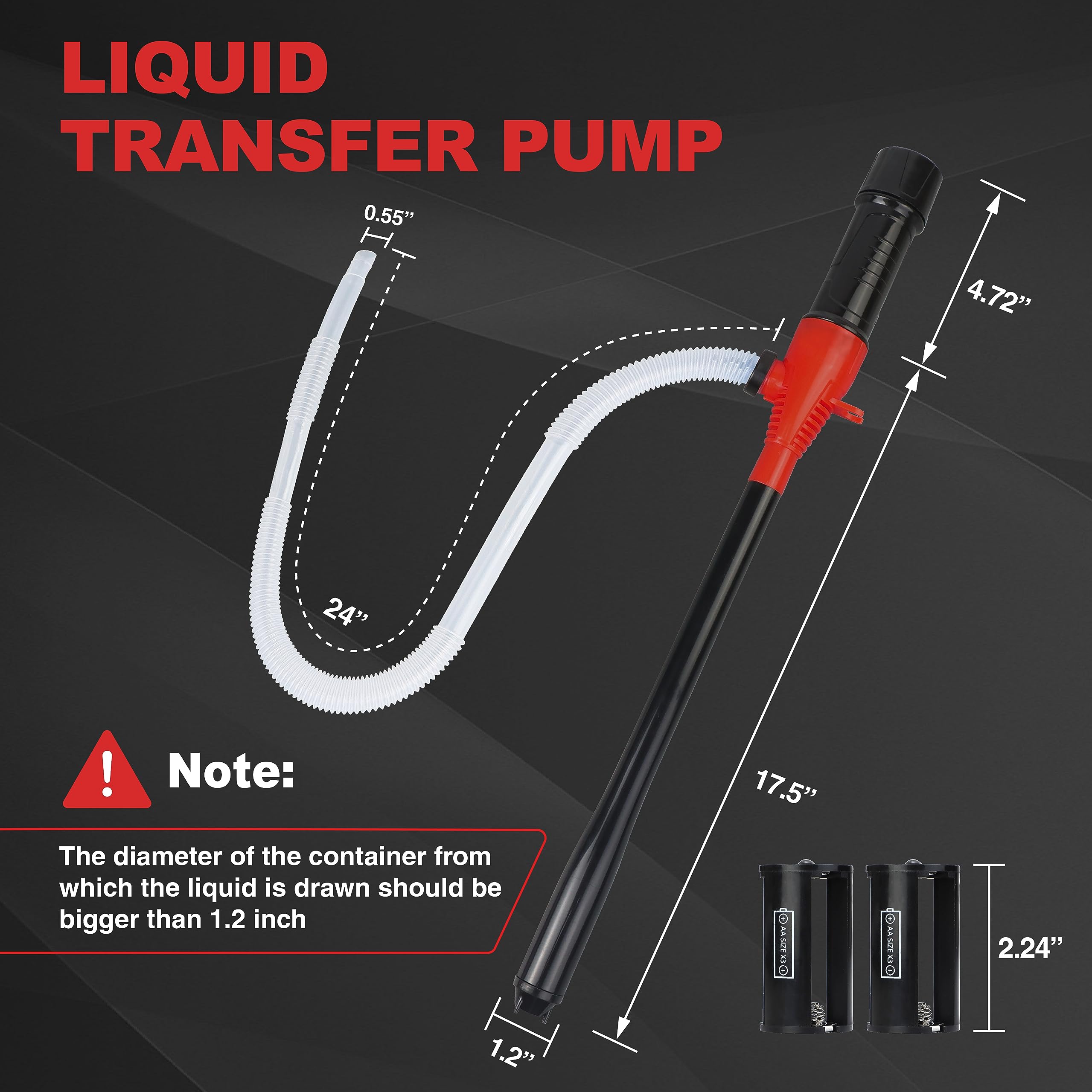 Portable Transfer Pump Battery Operated Electric Siphon Pump for Gas Fuel Diesel Transfer 3.5GPM Flow Oil Extractor - Ideal Gaso
