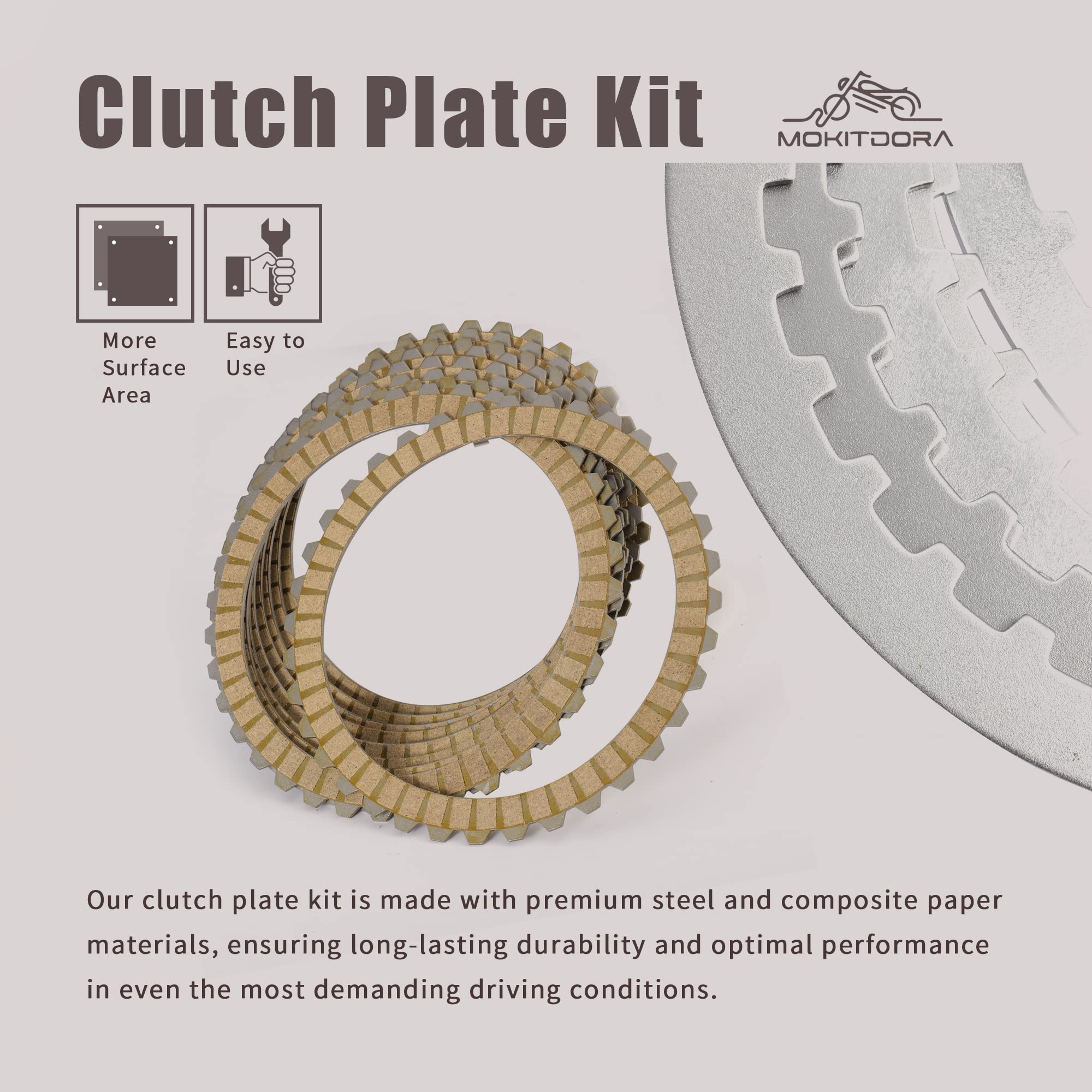 Mokitdora Extra Clutch Plate Friction Steel Clutch Kit Compatible With 1991-2017 Sportster 1990-1997 Harley Big Twin 1991-2002 Buell All Models 17 Pcs Big Twin Clutch Kit