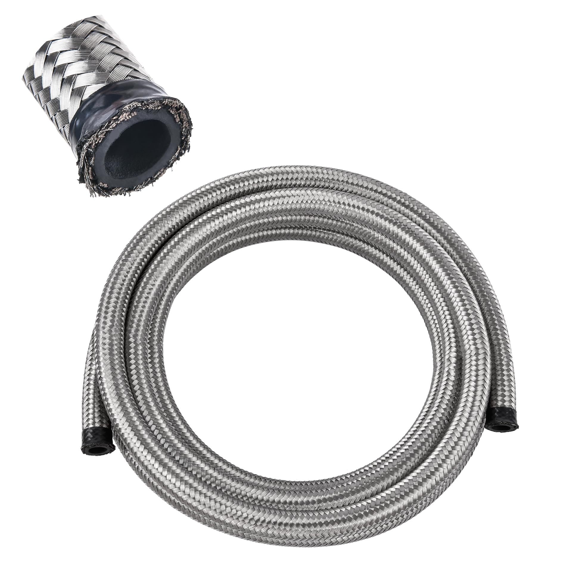 Evil Energy 8An Fuel Line, An8 Braided Fuel Hose Nylon Cpe 5Ft Silver