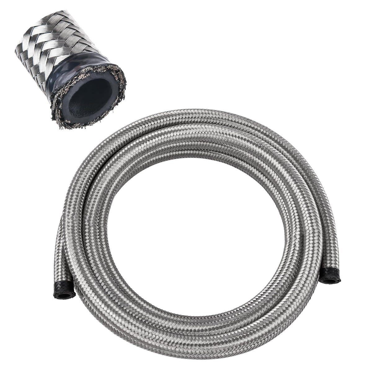 Evil Energy 6An Fuel Line, An6 Braided Fuel Hose Nylon Cpe 5Ft Silver
