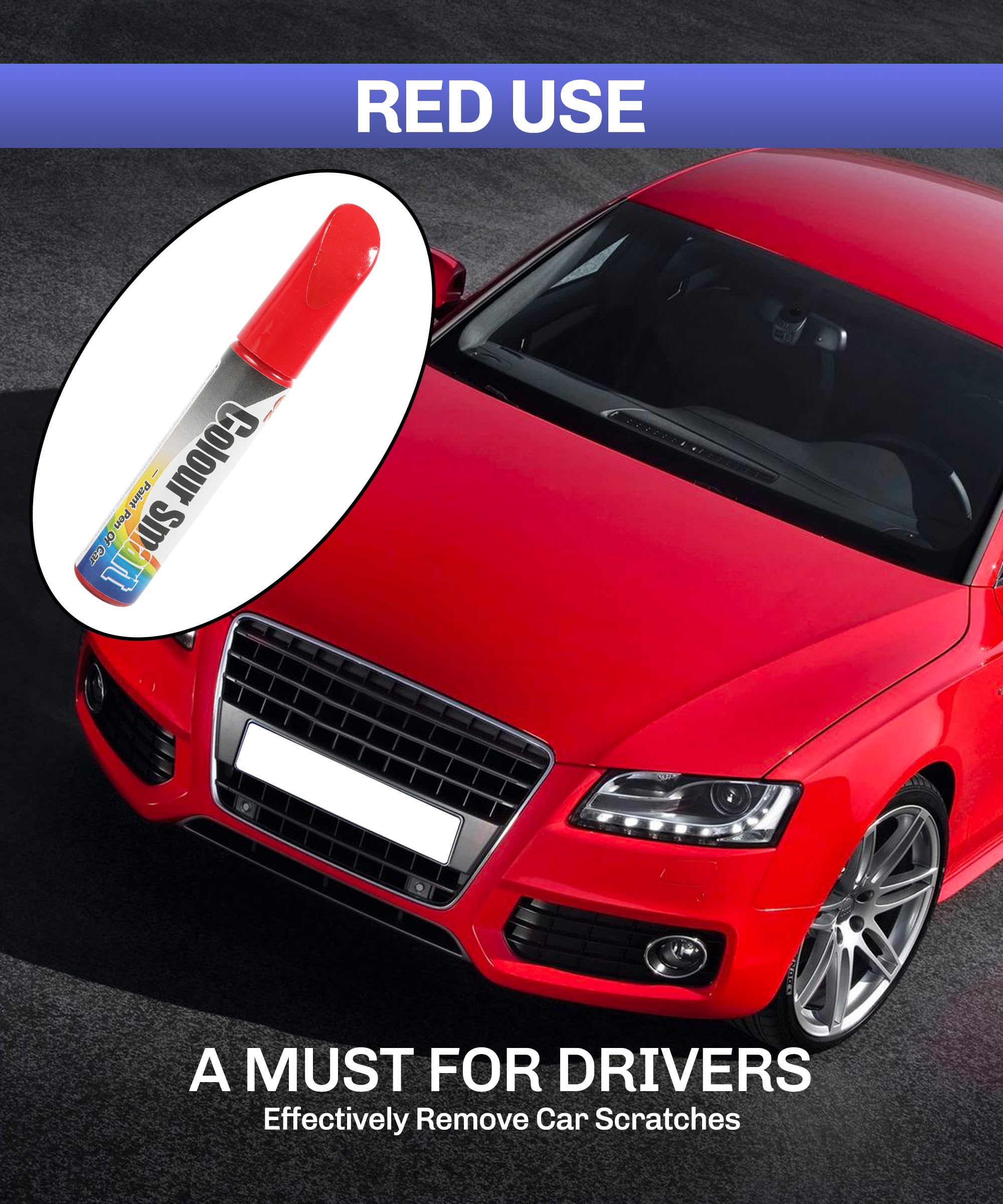 Bylikeho Car Scratch Repair Pen - Deep Scratch Remover, Touch-up Paint for Vehicles (Red)