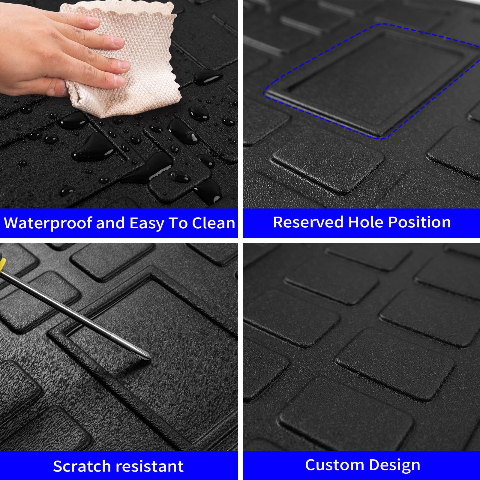 Rongtaod Floor Mats Compatible With 2013-2024 Toyota 4Runner 7 Seats Trunk Liner Cargo Liner Cargo Mat Back Seat Cover Protector 4 Runner Accessories (3Rd Row Backrest Mats+Trunk Mat+Floor Mats)