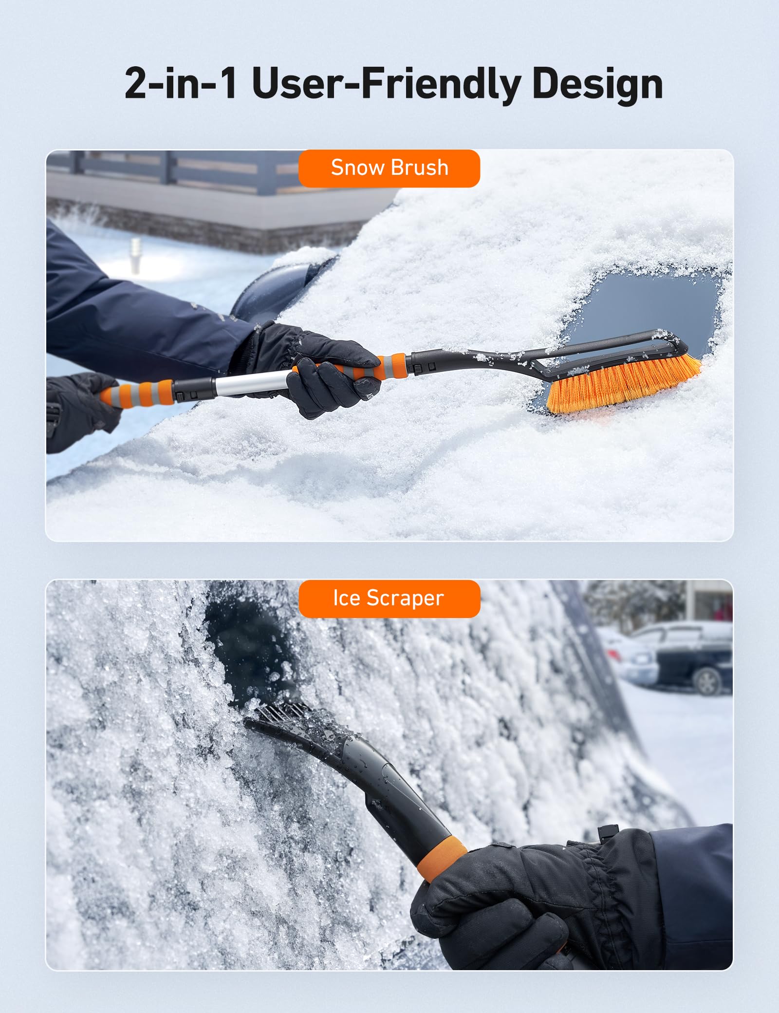 Astroai 40 '' Snow Brush And Ice Scrapers For Car Windshield, Detachable Snow Scrapers With Ergonomic Foam Grip For Cars, Trucks