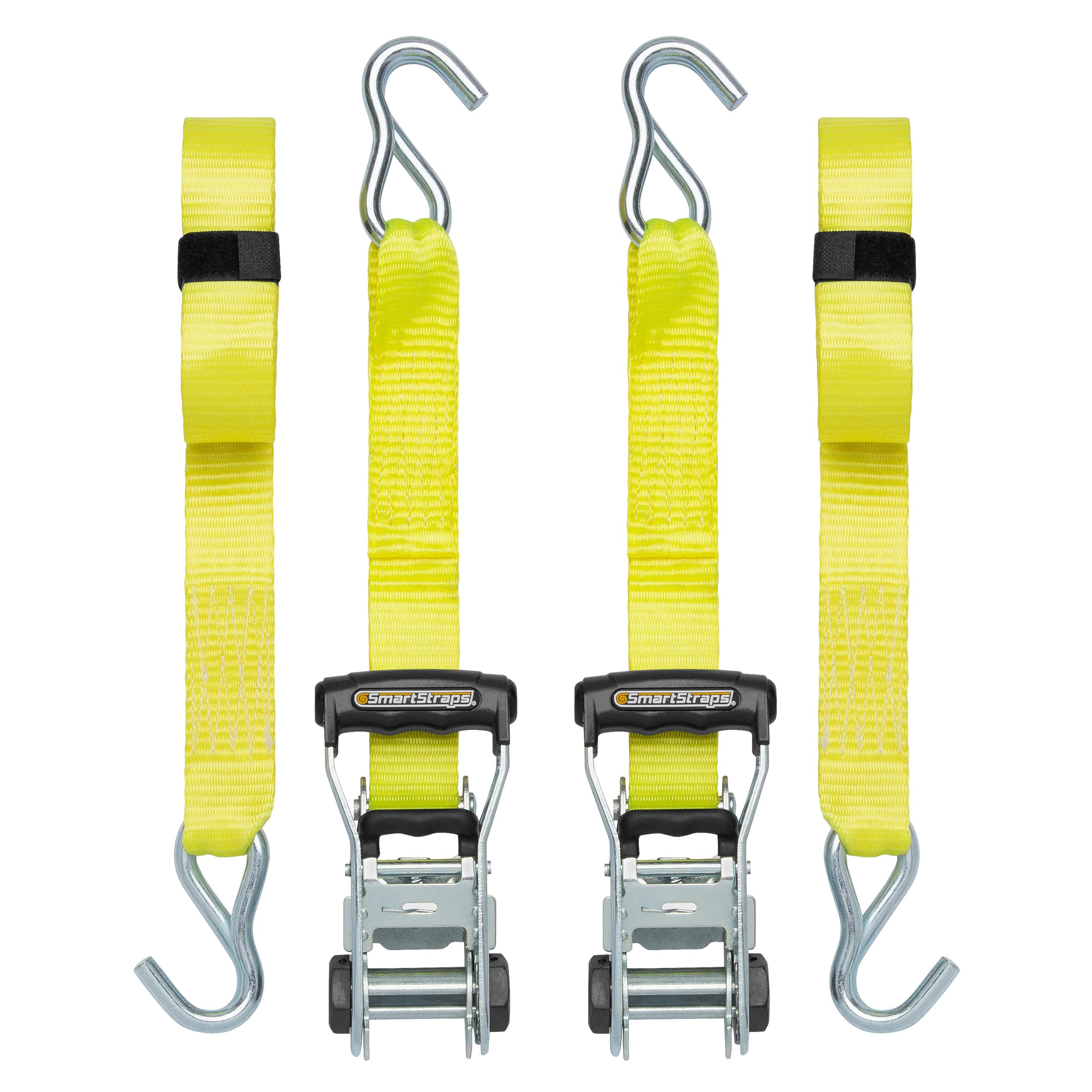 SmartStraps 14 Ratchet Straps, 2 Pack -5,000lbs Break Strength, 1,667lbs Safe Work Load -Commercial Tie Down Straps for Heavy Du