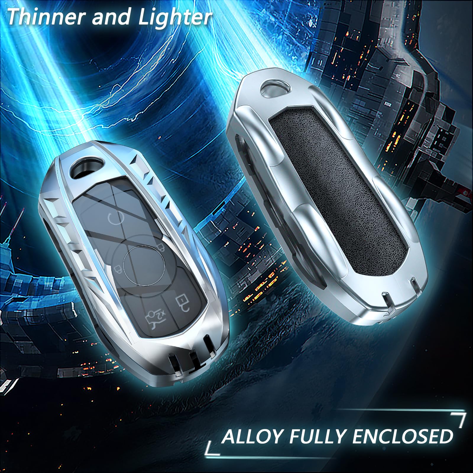 Ocezbiis For Buick Key Fob Cover,Keychain,Zinc Alloy Protection Car Key Shell Case Compatible With Buick Holder Smart Remote Key