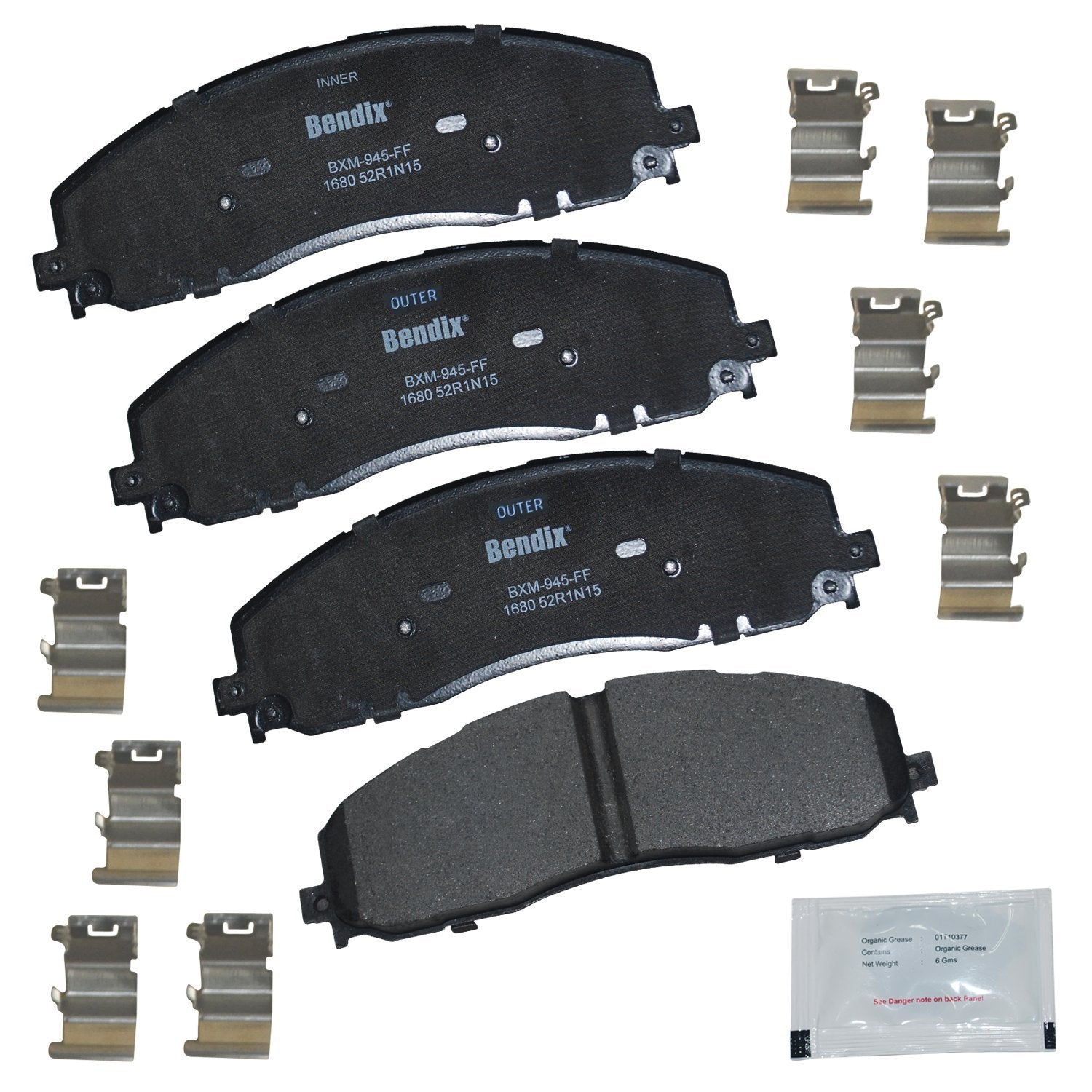 Bendix Priority1 Cfm1680 Semi-Metallic Front Brake Pads For Ford F-250 Super Duty 2022-2013, F-250 Super Duty 2024, F-350 2016-2