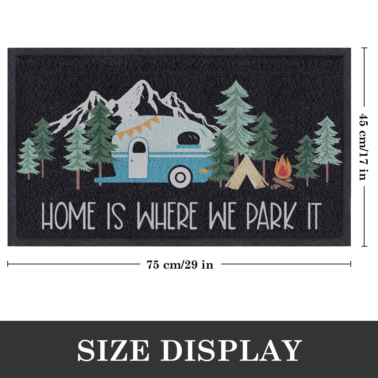 Comfoyar Welcome Door Mat, 17' X30'', Home Is Where We Park It Camping Door Mats, Welcome Mat With Rubber Backing For Shoe Scraper, Non Slip, Easy To Clean Mat Rug For Outside Camper Decor