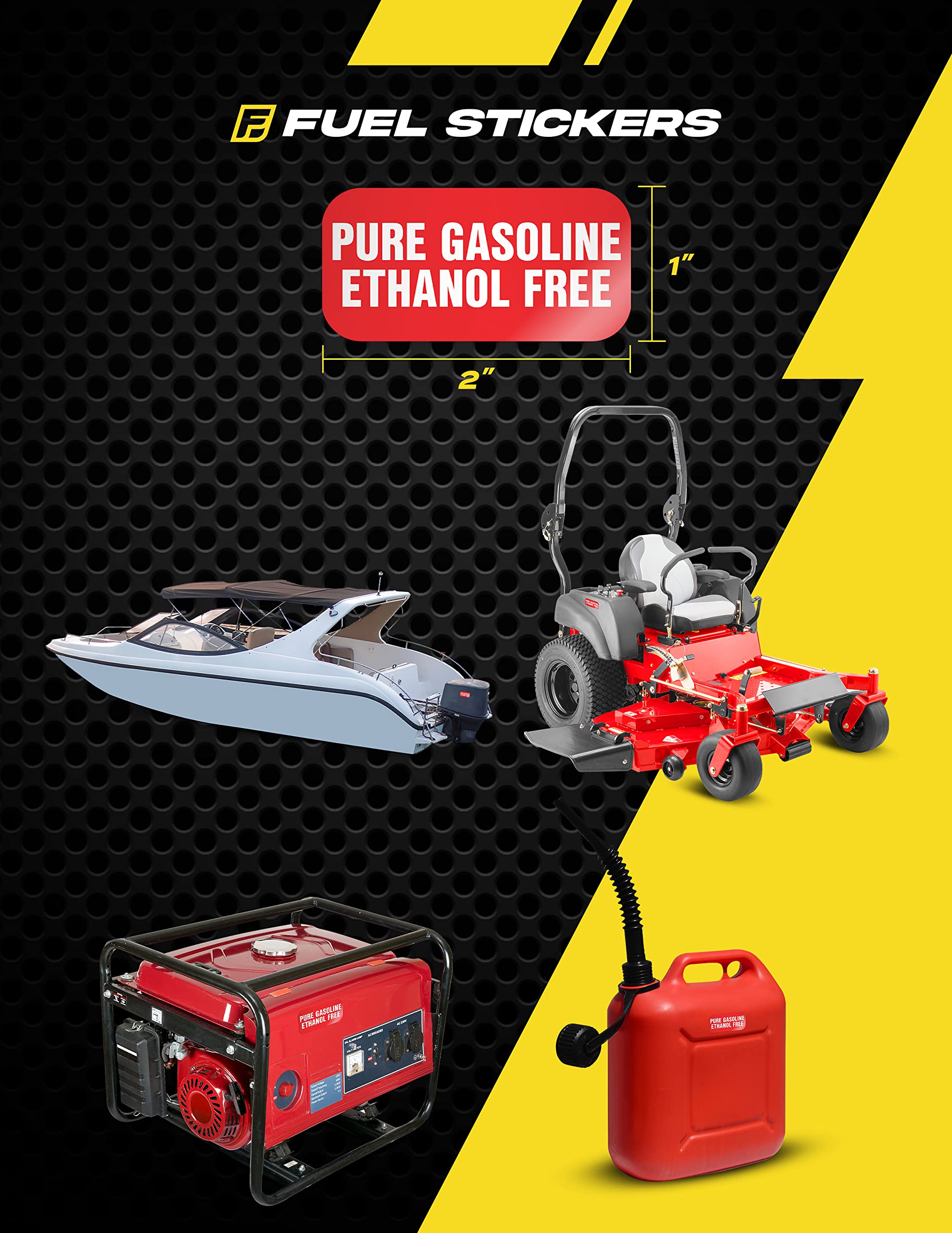 Ethanol Free Sticker, No Ethanol Labels For Fuel Cans, Mowers, Boats, Outdoor Power Equipment - Weather Proof, Extreme Stick, Commercial Grade Labels By Fuel Stickers - Usa Made (2X1 Inch), 20 Labels