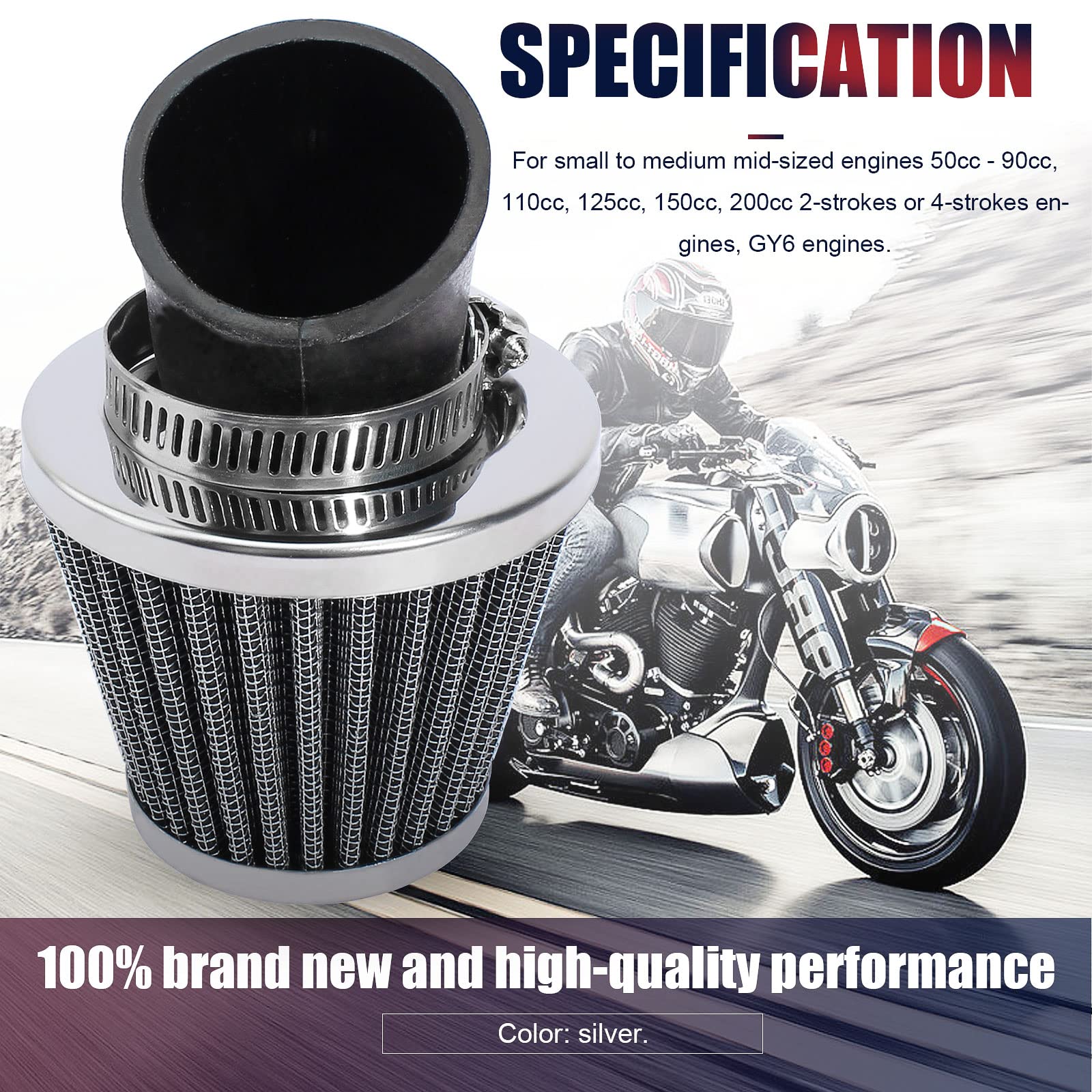 Qazaky 38Mm 39Mm 40Mm 1.5Inch Filter Cleaner 45 Degree Angled For 50Cc 70Cc 90Cc 110Cc 125Cc 150Cc 200Cc Motorcycle Atv Quad Sco
