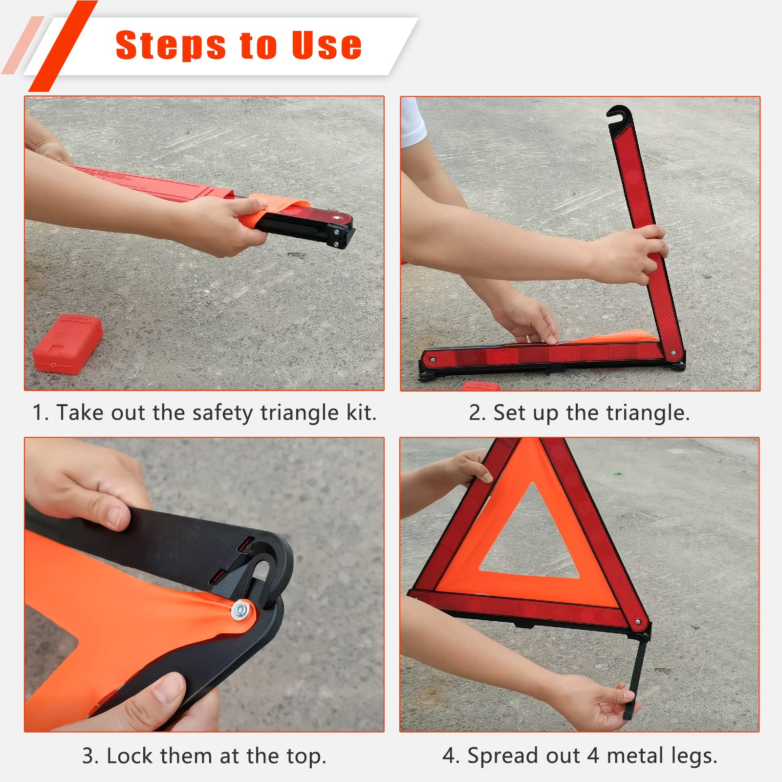 Atp Triangle Warning Frame Triangle Emergency Warning Triangle Reflector Safety Triangle Kit 3 Pack