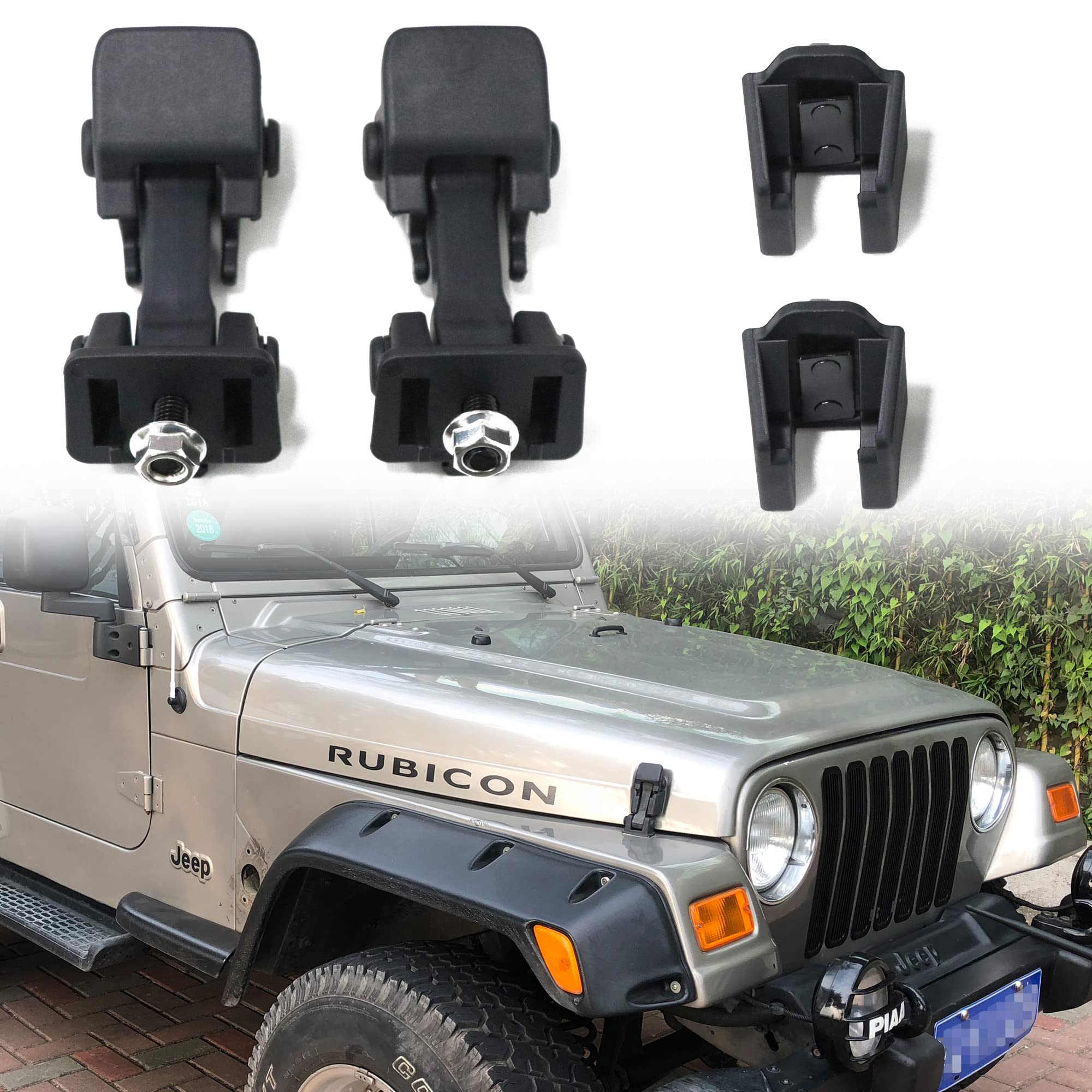 Sukemichi Oem Tj Hood Latches, Original Factory Hood Latch Kit For 1997-2006 Jeep Wrangler Tj Accessories, 1 Pair, Black