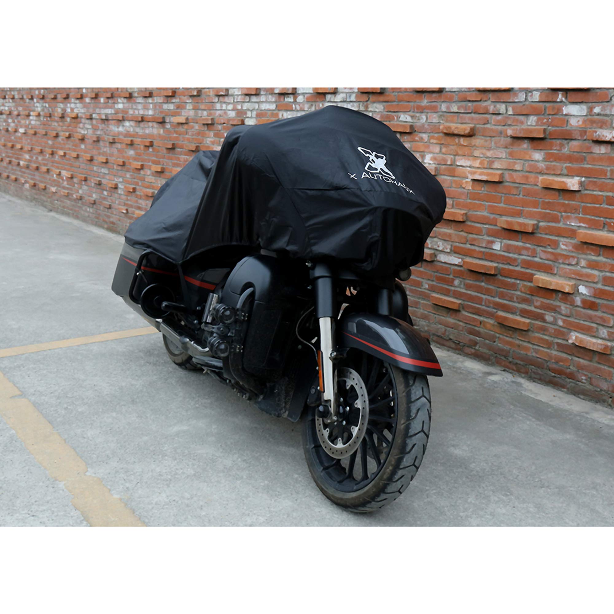 X Autohaux Motorcycle Cover Lightweight Half Cover Outdoor Waterproof Rain Dust Protector Black Xl For Most Full Dress Touring C