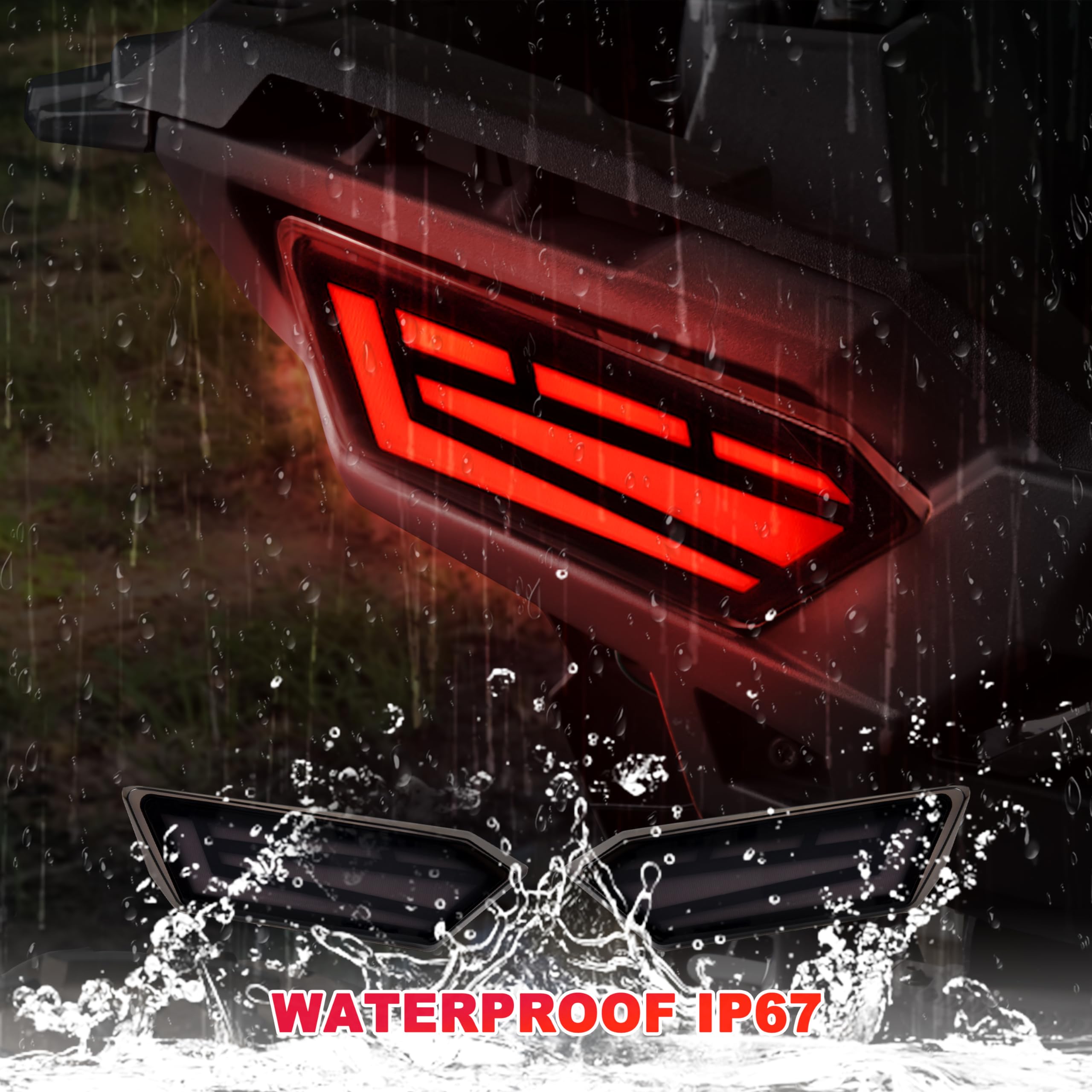 Sautvs Smoked Black Led Rear Brake Stop Lights Taillights Tail Lamps For Polaris Rzr 900 1000 S Xp 4 Turbo 2014-2019/ Rzr Trail S 900 1000 2020-2023 Accessories (2Pcs, #2412341/ #2412342)