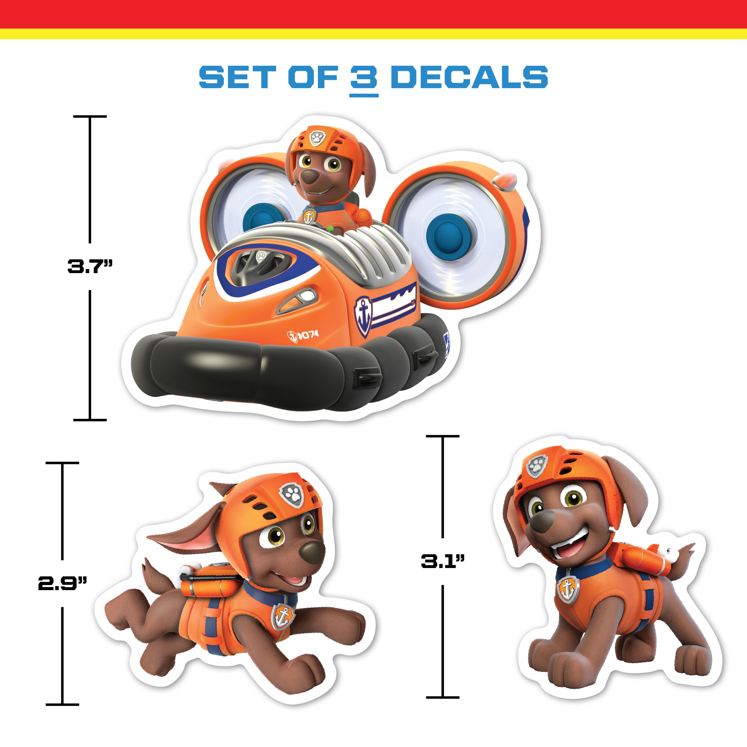 Paw Patrol Zuma Decals - Set Of 3 Vinyl Stickers For Kids And Adults - Vinyl Decals For Laptop, Tumbler, Water Bottle, Vehicles