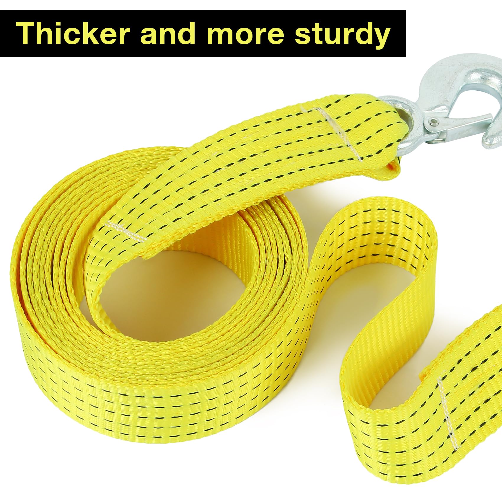 2 Pack Recovery Tow Strap With Hooks 2'' X 20 Ft Break Strengthened Towing Rope Kit 15000Lb Atv Accessories Heavy Duty Recovery