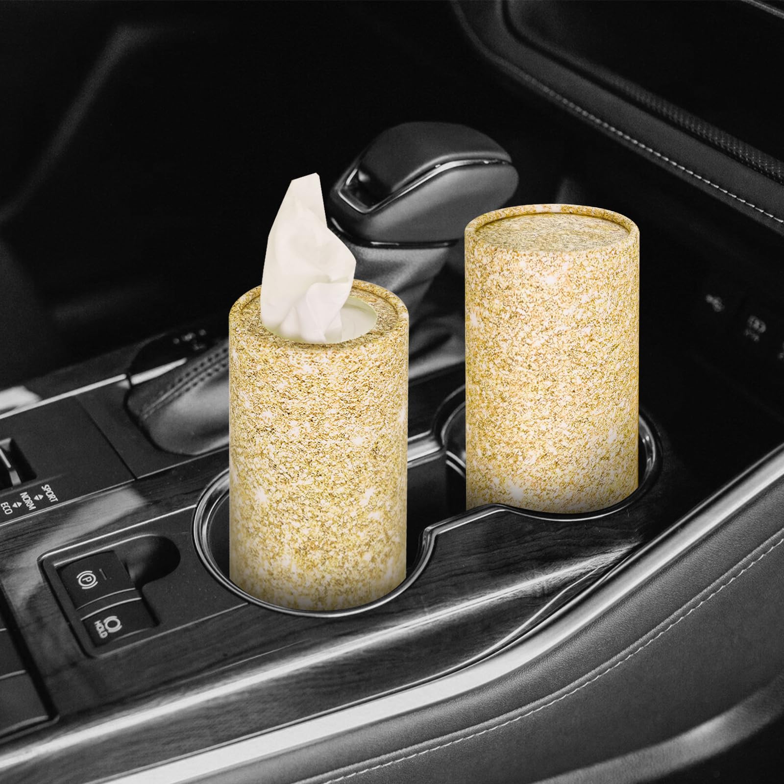 Car Tissues Holder,4 Pack Car Tissue Box,Travel Tissue Tubes for Car Cup Holder(200 Tissue/3-ply) (Gold)