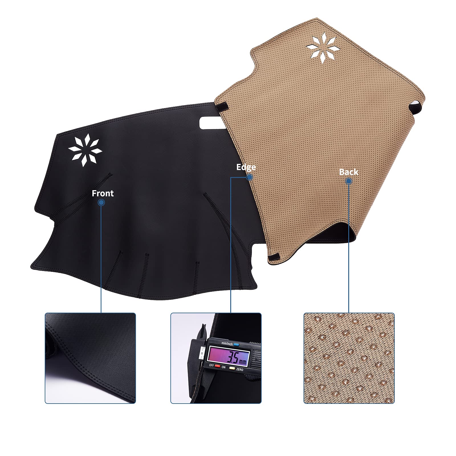 BERKSYDE Dashboard Dash Mat Cover Leather Dashboard Pad Sun Protection Anti-Vertigo Mat Blanket Compatible for 2007-2011 Toyota