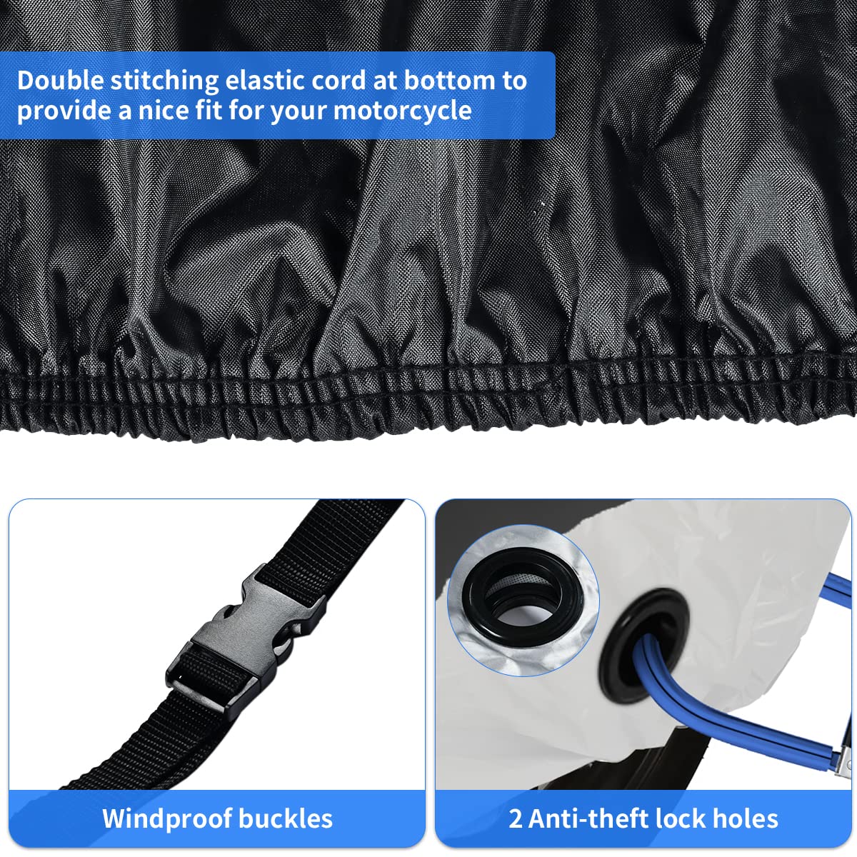 Motorcycle Cover, Coverado Motorcycle Covers Waterproof Outdoor Storage With Lockholes And Night Reflector, All Weather Waterpro