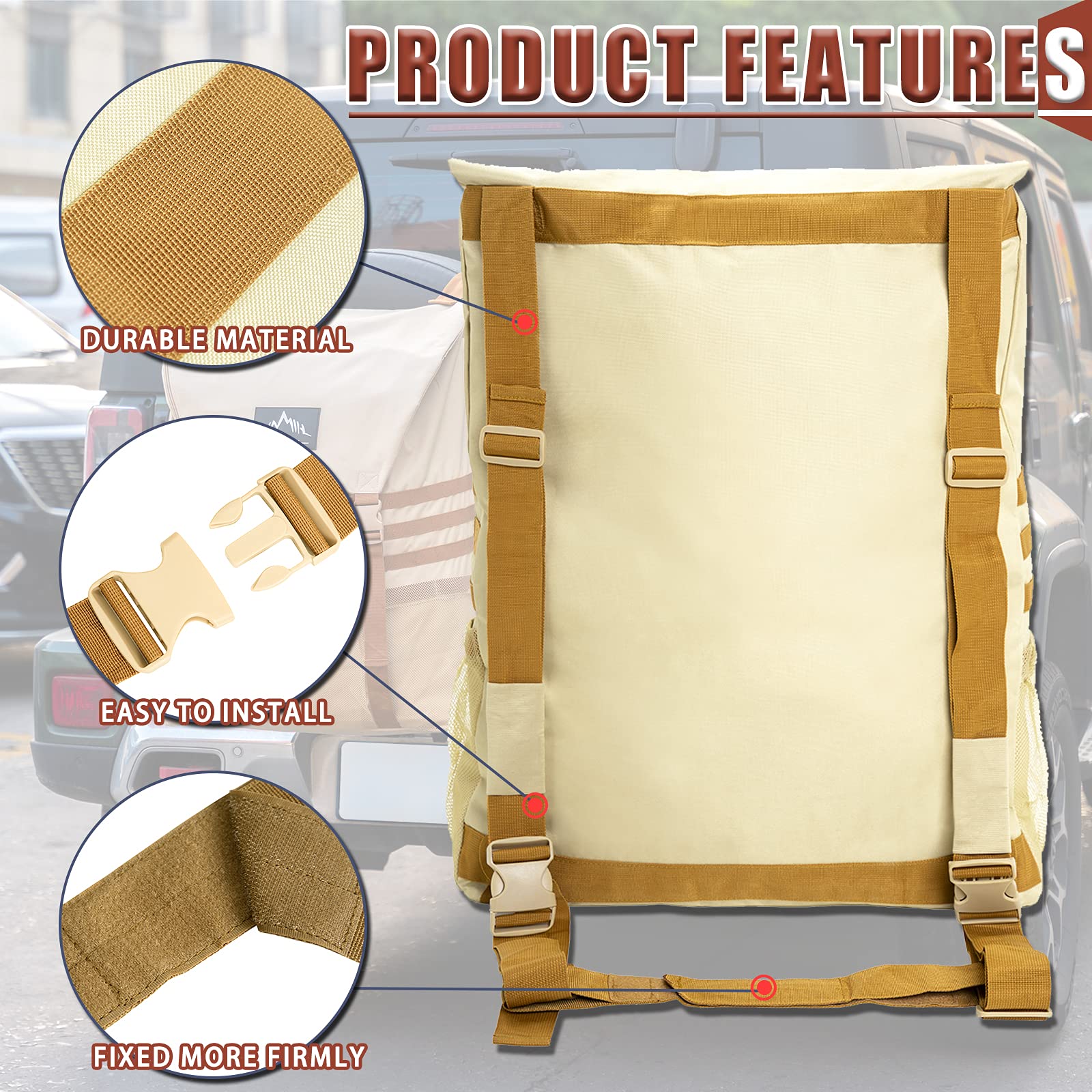 Himal Outdoors Spare Tire Trash Bag, Spare Tire Storage Bag,Suv Trunk Organizer For Outdoor Off-Road Recovery Gear,Beige