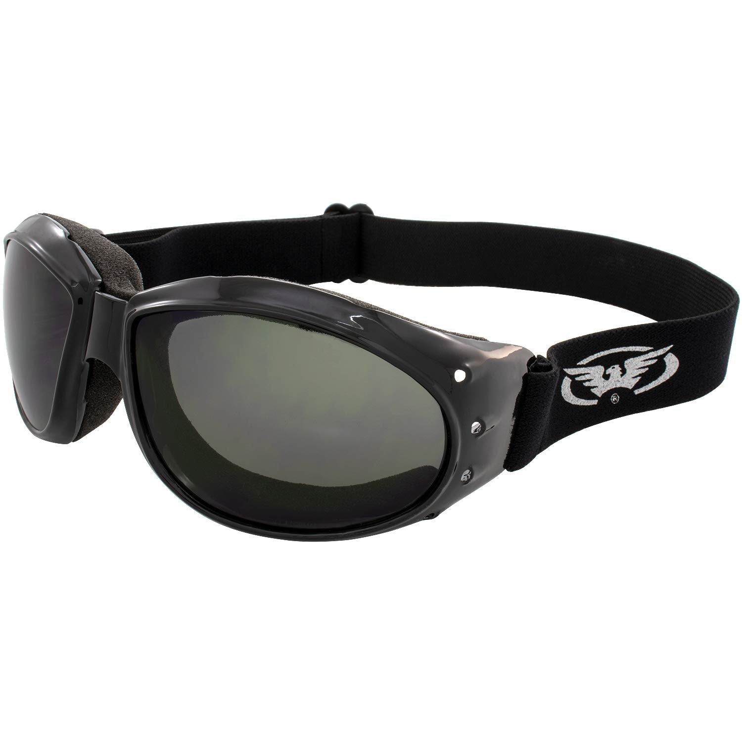 Global Vision Eliminator Padded Motorcycle Riding Goggles For Men And Women (Black Frame/Smoke Lens)