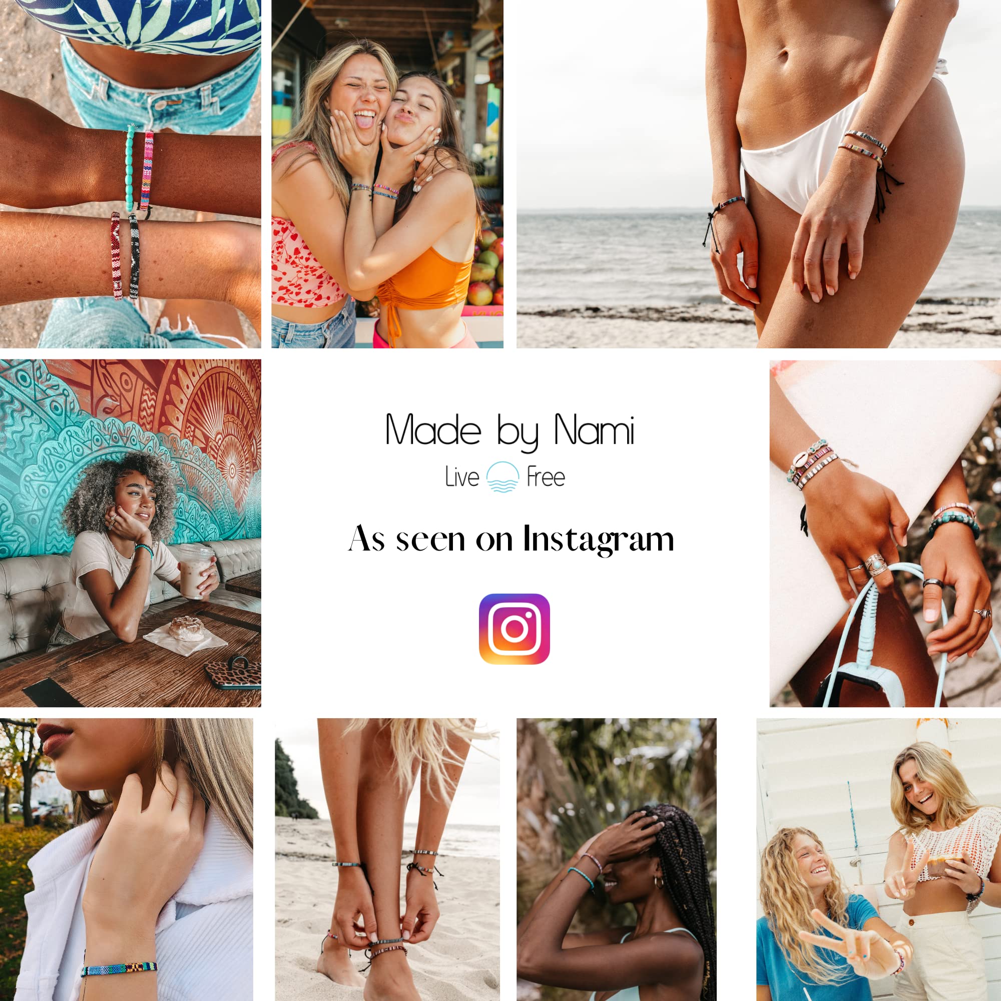 Made By Nami Boho Keychain With Gold Keyring For Women And Men Handmade Boho Wristlet Hippie Keychain For Summer Festival (Blue)