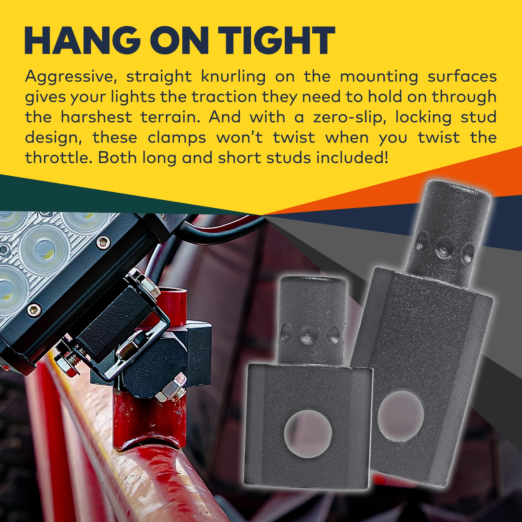 Lamphus Off-Road Atv Utv Light Bar Mounts Mounting Bracket Mini Bar Clamp Kits [0.75''/1''/1.25'' Inch] [360-Degree] [2 Stud Siz