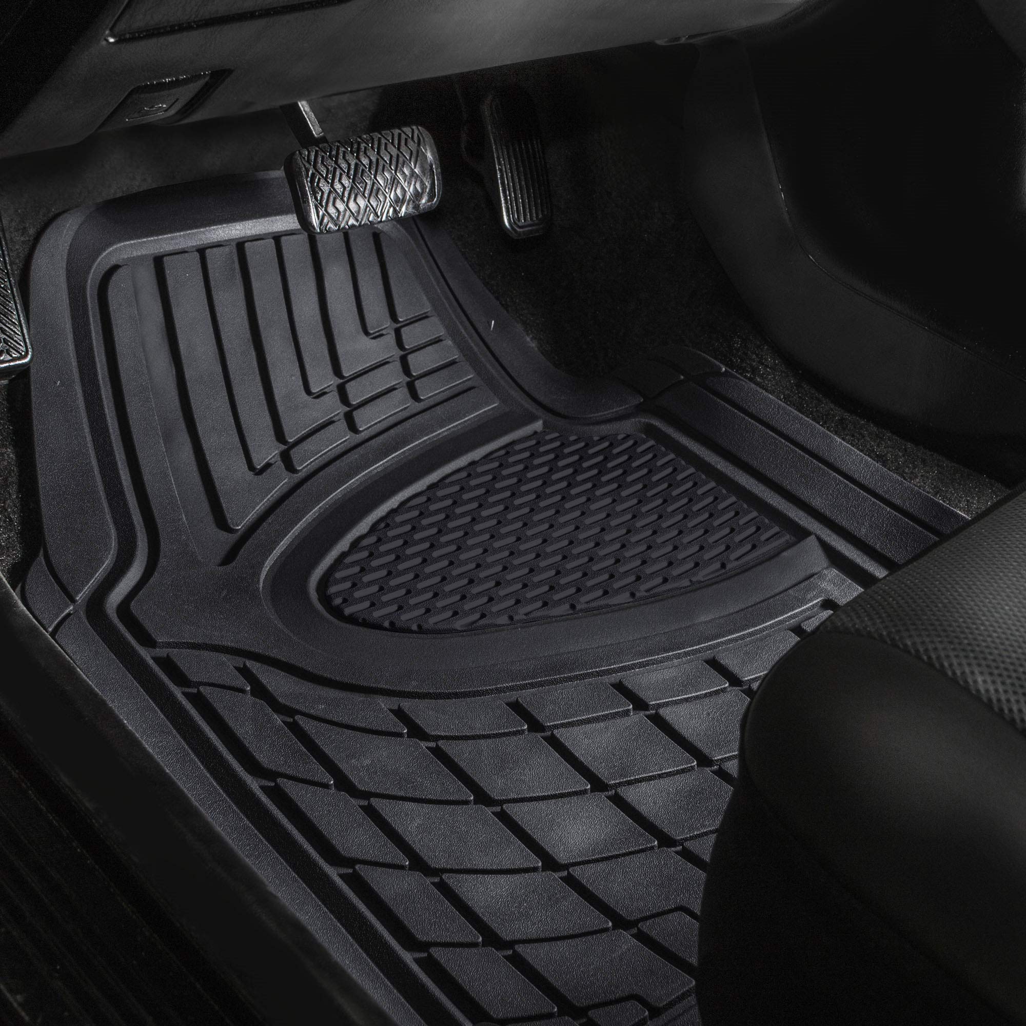 Fh Group Automotive Floor Mats - Heavy-Duty Rubber Floor Mats For Cars, Universal Fit Full Set, Climaproof & Trimmable Floor Mat
