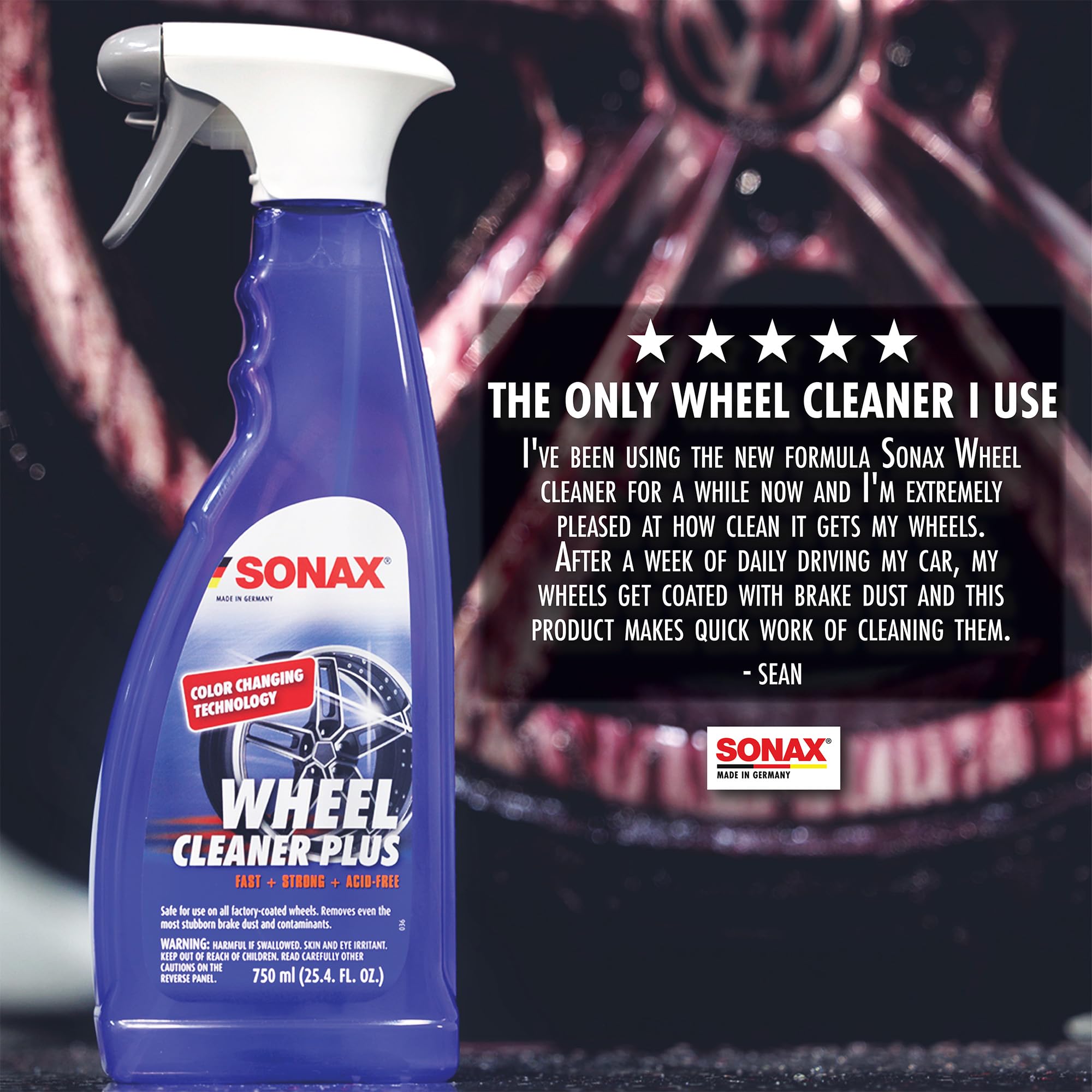 Sonax Wheel Cleaner Plus (230400), Rim Cleaner, Color Changing Wheel Cleaner, Break Dust Cleaner, 750Ml / 25Oz