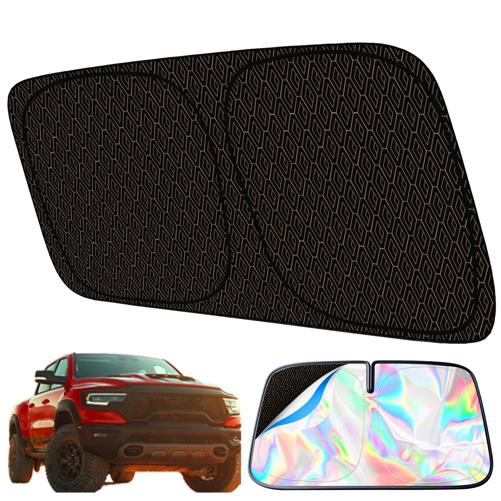 Chislimal Windshield Sun Shade Custom Fit for Dodge RAM 1500(2019-2025),Front Windshield Shade Heavy Duty Fabric with Strong Met